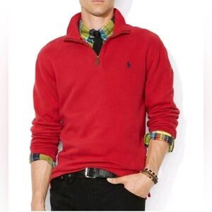 Polo Ralph Lauren Men's Red Quarter-Zip Pullover Sweatshirt Size XL 100% Cotton